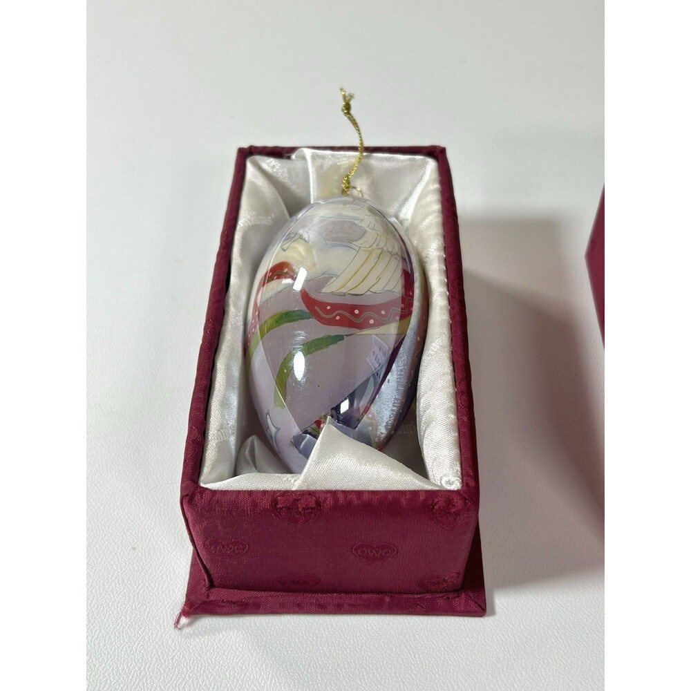 Pier 1 "Li Bien" Iridescent Teardrop Shaped Ornament , Box 2005 Angel with Harp